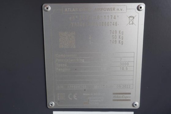 Atlas Copco XAS 58-7 Valid inspection, Diesel, Volume flow 3 m XAS 58-7 Valid inspection, Diesel, Volume flow 3 m 2022 2 C...