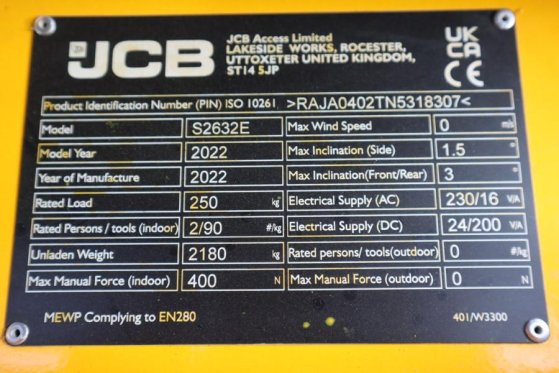 JCB S2632E Valid inspection, *Guarantee! New And Avail S2632E Valid inspection, *Guarantee! New And Avail 2022 2 Scissor L...