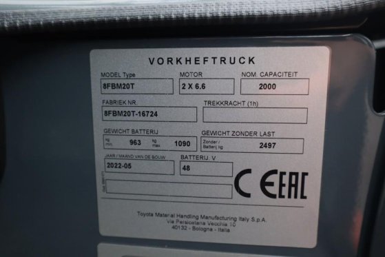 Toyota 8FBM20T Valid inspection, *Guarantee! Electric, 47 8FBM20T Valid inspection, *Guarantee! Electric, 47 2022 2 Forkli...