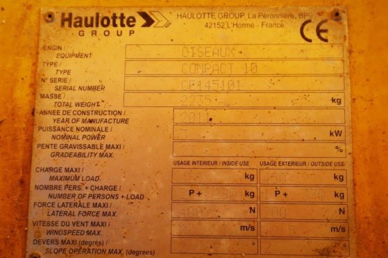 Haulotte Compact 10 Electric, 10m Working Height, 450kg Cap Haulotte Compact 10 Electric, 10m Working Height, 450kg Cap 20...
