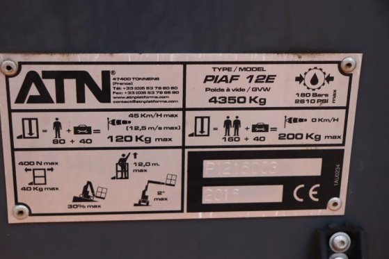 ATN PIAF 12E Electric, 12m Working Height, 5m Reach, T ATN PIAF 12E Electric, 12m Working Height, 5m Reach, T 2016 2 image 26
