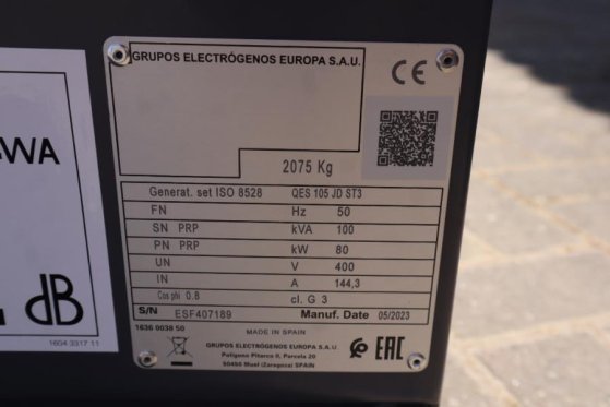 Atlas Copco QES 105 JD ST3 Valid inspection, Diesel, 105 kVA QES 105 JD ST3 Valid inspection, Diesel, 105 kVA 2023 2 Gener...