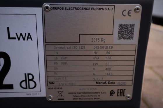 Atlas Copco QES 105 JD S3A ESF Valid inspection, *Guarantee! D QES 105 JD S3A ESF Valid inspection, *Guarantee! D 2023 2 G...