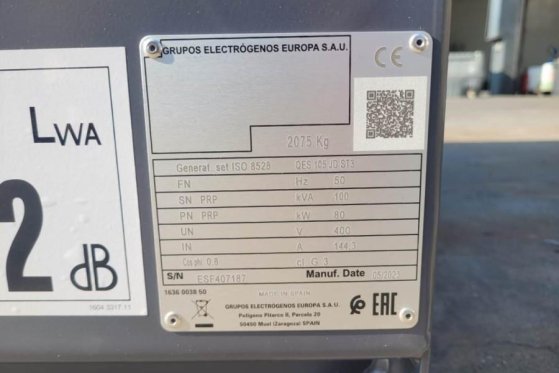 Atlas Copco QES 105 JD ST3 Valid inspection, Diesel, 105 kVA QES 105 JD ST3 Valid inspection, Diesel, 105 kVA 2023 2 Gener...
