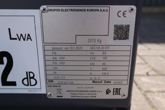 Atlas Copco QES 105 JD ST3 Valid inspection, Diesel, 105 kVA QES 105 JD ST3 Valid inspection, Diesel, 105 kVA 2023 2 Gener...