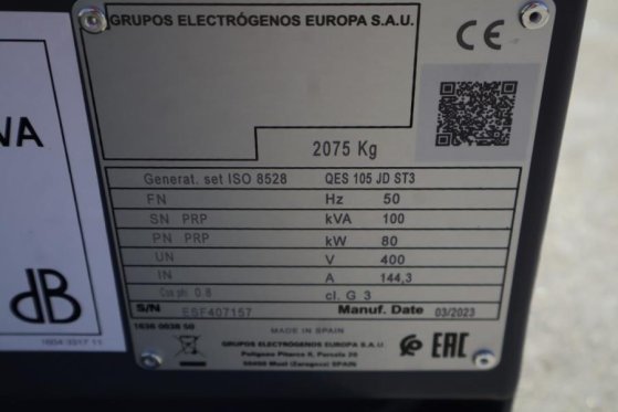 Atlas Copco QES 105 JD ST3 Valid inspection, Diesel, 105 kVA QES 105 JD ST3 Valid inspection, Diesel, 105 kVA 2023 2 Gener...