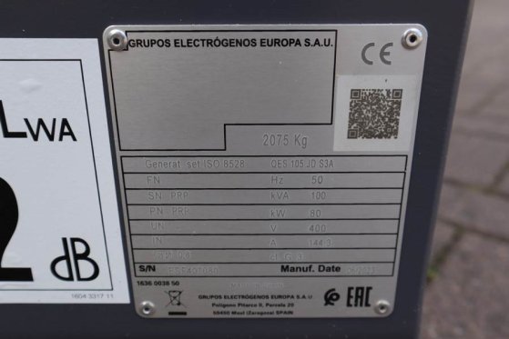 Atlas Copco QES 105 JD S3A ESF Valid inspection, *Guarantee! D QES 105 JD S3A ESF Valid inspection, *Guarantee! D 2023 2 G...