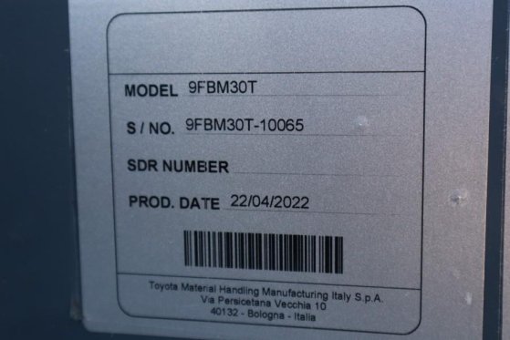 Toyota 9FBM30T Valid inspection, *Guarantee! Electric, 47 9FBM30T Valid inspection, *Guarantee! Electric, 47 2022 2 Forkli...