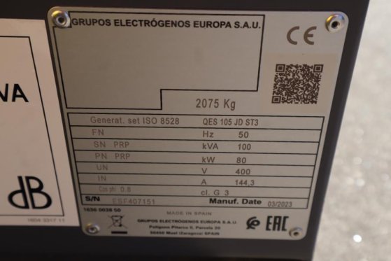 Atlas Copco QES 105 JD ST3 Valid inspection, Diesel, 105 kVA QES 105 JD ST3 Valid inspection, Diesel, 105 kVA 2023 2 Gener...