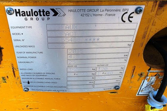 Haulotte Compact 8 Electric, 8.2m Working Height, 350kg Cap Haulotte Compact 8 Electric, 8.2m Working Height, 350kg Cap 20...
