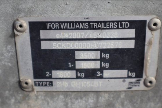 Ifor Williams WILLIAM 2HB 2 Axel Trailer, 2.856 kg Capacity, Inc IFOR WILLIAMS WILLIAM 2HB 2 Axel Trailer, 2.856 kg Capaci...