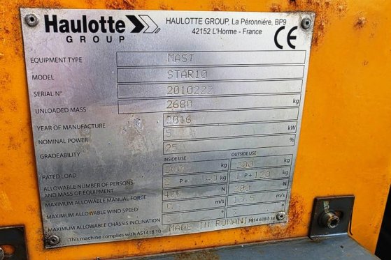 Haulotte STAR 10 Electric, 10m Working Height, 3m Reach, 20 Haulotte STAR 10 Electric, 10m Working Height, 3m Reach, 20 20...
