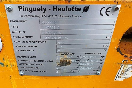 Haulotte Compact 8 Electric, 8.2m Working Height, 350kg Cap Haulotte Compact 8 Electric, 8.2m Working Height, 350kg Cap 20...