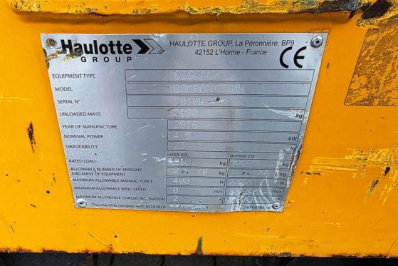 Haulotte Compact 10N Electric, 10m Working Height, 230kg Ca Haulotte Compact 10N Electric, 10m Working Height, 230kg Ca 20...