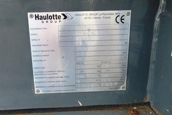 Haulotte Star 6 Electric, Non Marking Tyres, 5.8m Working H Haulotte Star 6 Electric, Non Marking Tyres, 5.8m Working H 20...