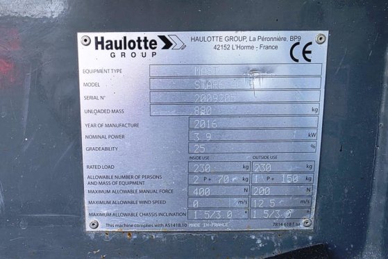 Haulotte Star 6 Electric, Batteries (2024) Non Marking Tyre Haulotte Star 6 Electric, Batteries (2024) Non Marking Tyre 20...