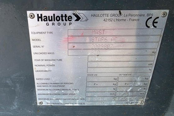 Haulotte Star 6 Electric, Non Marking Tyres, 5.8m Working H Haulotte Star 6 Electric, Non Marking Tyres, 5.8m Working H 20...