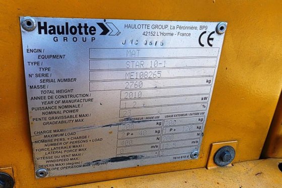 Haulotte STAR 10 Electric, 10m Working Height, 3m Reach, 20 Haulotte STAR 10 Electric, 10m Working Height, 3m Reach, 20 20...