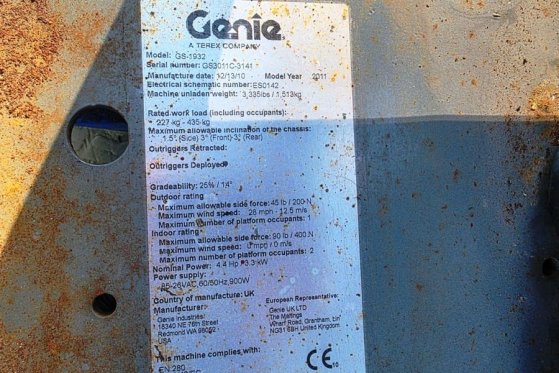 Genie GS1932 Electric, Working Height 7.8 m, 227kg Capac 4842 2010 2 Scissor Lifts image 5