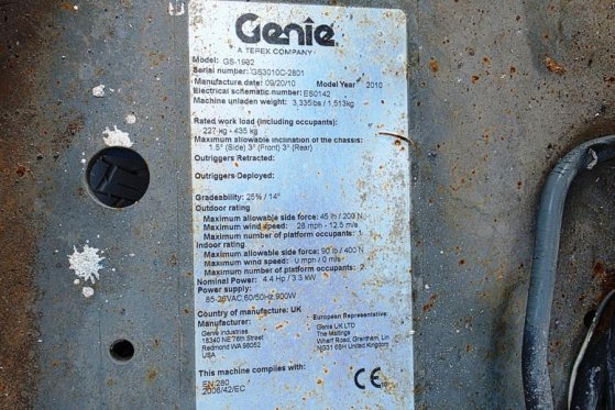 Genie GS1932 Electric, Working Height 7.8 m, 227kg Capac 4842 2010 2 Scissor Lifts image 5