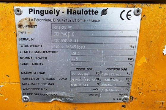 Haulotte Compact 8 Electric, 8.2m Working Height, 350kg Cap Haulotte Compact 8 Electric, 8.2m Working Height, 350kg Cap 20...