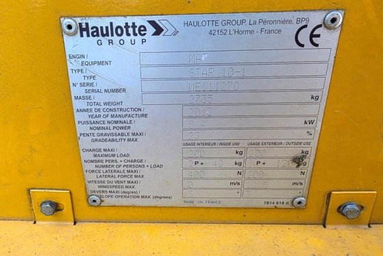 Haulotte STAR 10 Electric, 10m Working Height, 3m Reach, 20 Haulotte STAR 10 Electric, 10m Working Height, 3m Reach, 20 20...