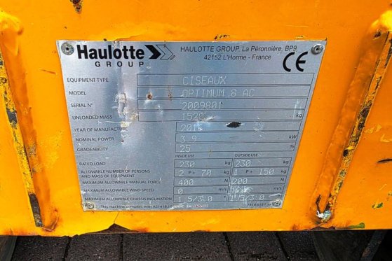 Haulotte Optimum 8 Electric, 7.77m Working Height, 230kg Ca Haulotte Optimum 8 Electric, 7.77m Working Height, 230kg Ca 20...