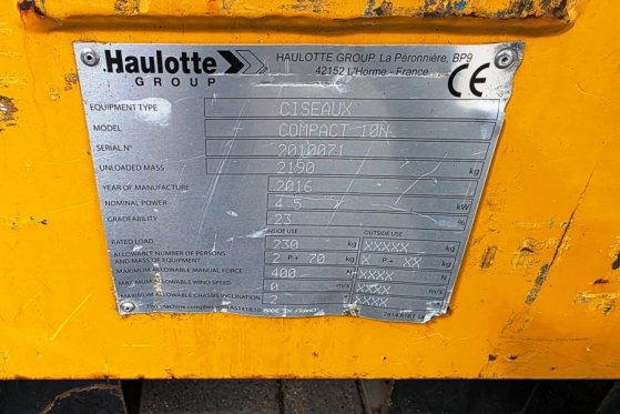 Haulotte Compact 10N Electric, 10m Working Height, 230kg Ca Haulotte Compact 10N Electric, 10m Working Height, 230kg Ca 20...