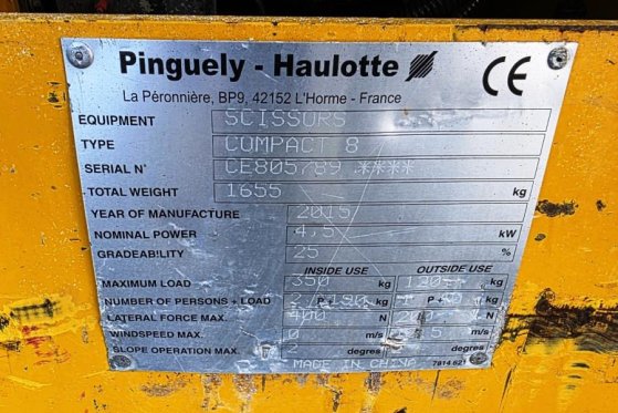 Haulotte Compact 8 Electric, 8.2m Working Height, 350kg Cap Haulotte Compact 8 Electric, 8.2m Working Height, 350kg Cap 20...