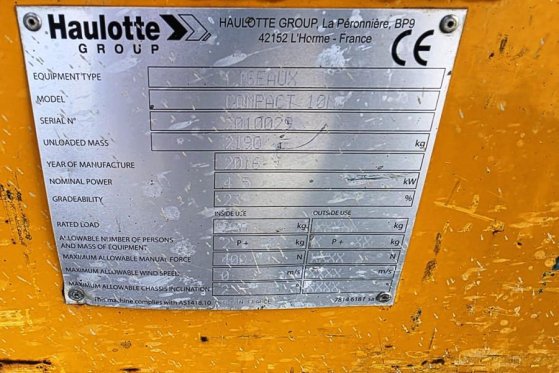 Haulotte Compact 10N Electric, 10m Working Height, 230kg Ca Haulotte Compact 10N Electric, 10m Working Height, 230kg Ca 20...