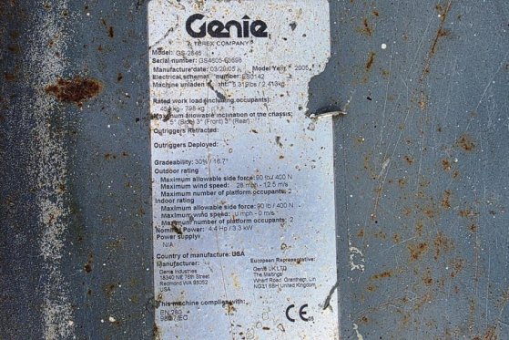 Genie GS2646 Electric, Working Height 9.80m, Capacity 45 GS2646 Electric, Working Height 9.80m, Capacity 45 2005 2 image 5