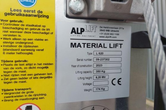 AlpLift Large 620 Material Lift, Valid inspection, *Guaran Alplift Large 620 Material Lift, Valid inspection, *Guaran 2023...