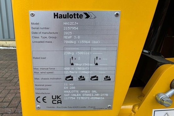 Haulotte HA12CJ+ Electric, 12 m Working Height, 7.2m Reach, Haulotte HA12CJ+ Electric, 12 m Working Height, 7.2m Reach, 20...