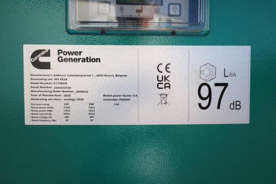Cummins C170D5Q Declaration of Conformity, Diesel, 170kVA, C170D5Q Declaration of Conformity, Diesel, 170kVA, 2025 2 Gener...