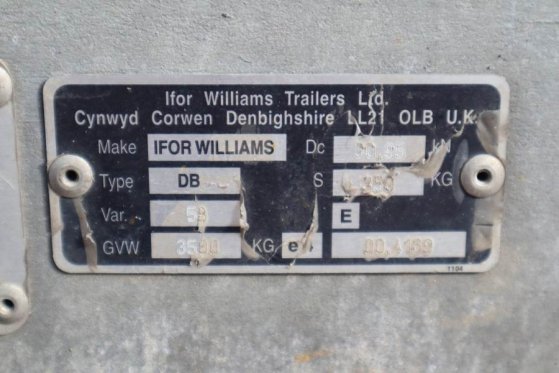 Ifor Williams WILLIAM 2HB 2 Axel Trailer, 2.856 kg Capacity, Inc IFOR WILLIAMS WILLIAM 2HB 2 Axel Trailer, 2.856 kg Capaci...