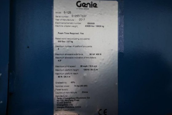 Genie S125 Valid inspection, *Guarantee! Diesel, 4x4x4 D S125 Valid inspection, *Guarantee! Diesel, 4x4x4 D 2017 2 image 6