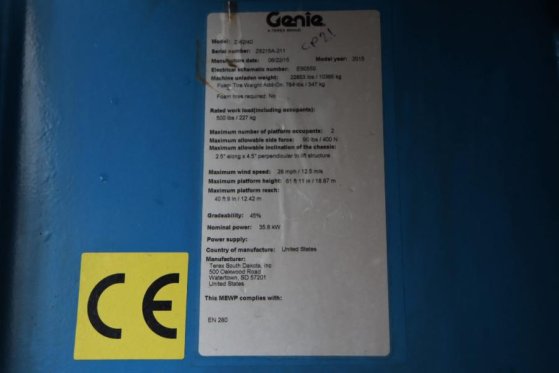 Genie Z62/40 Valid inspection, *Guarantee! Diesel, 4x4 D Z62/40 Valid inspection, *Guarantee! Diesel, 4x4 D 2015 2 image 6