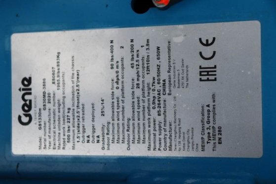 Genie GS1330M Valid inspection, *Guarantee! All-Electric GS1330M Valid inspection, *Guarantee! All-Electric 2020 2 Scissor...