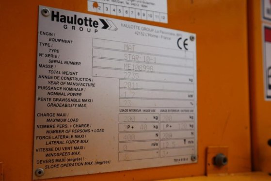 Haulotte STAR 10 Electric, 10m Working Height, 3m Reach, 20 Haulotte STAR 10 Electric, 10m Working Height, 3m Reach, 20 20...