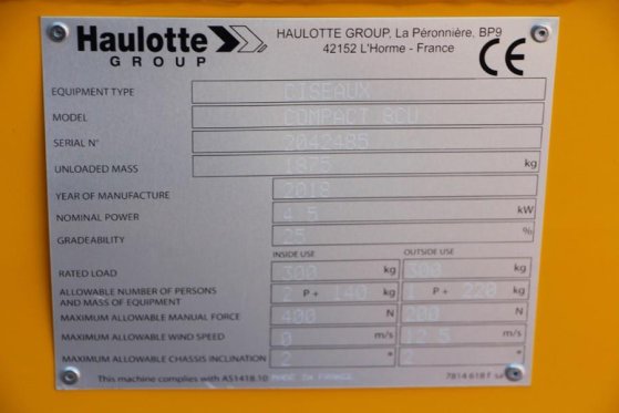 Haulotte Compact 8 Valid inspection, *Guarantee! Electric, Haulotte Compact 8 Valid inspection, *Guarantee! Electric, 2018...