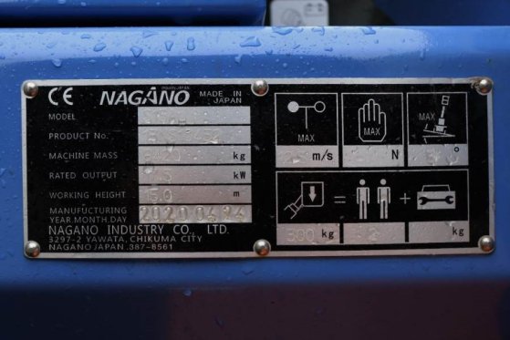Nagano S15Auj Valid inspection, Diesel, 15 m Working Heig Nagano S15Auj Valid inspection, Diesel, 15 m Working Heig 2020 2...