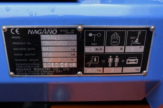 Nagano S15Auj Valid inspection, Diesel, 15 m Working Heig Nagano S15Auj Valid inspection, Diesel, 15 m Working Heig 2020 2...