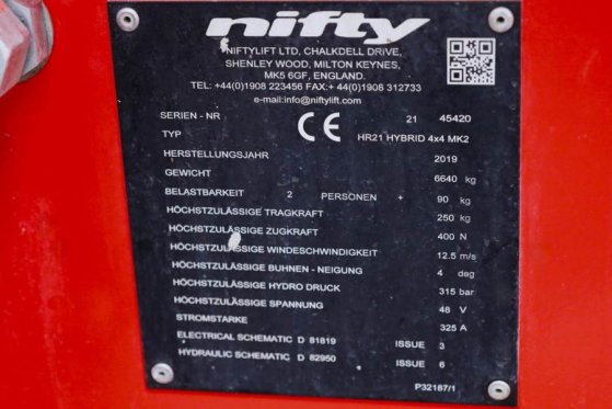 Niftylift HR21 HYBRIDE 4x4 MK2 Valid Inspection, Hybrid, 4x4 Niftylift HR21 HYBRIDE 4x4 MK2 Valid Inspection, Hybrid, 4x4 ...