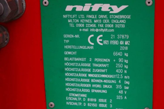 Niftylift HR21 HYBRIDE 4x4 MK2 Valid Inspection, Hybrid, 4x4 Niftylift HR21 HYBRIDE 4x4 MK2 Valid Inspection, Hybrid, 4x4 ...