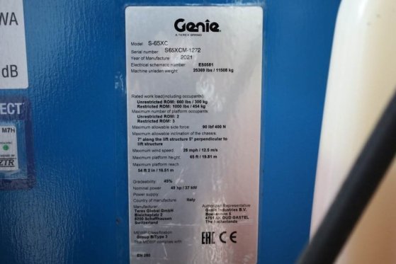 Genie S65XC Guarantee! Diesel, 4x4 Drive, 21.8m Working S65XC Guarantee! Diesel, 4x4 Drive, 21.8m Working 2021 2 image 6