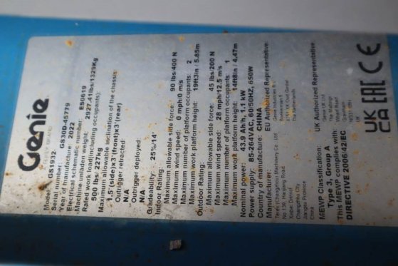Genie GS1932 E-Drive Several In Stock, 8m Working Height 4842 2022 2 Scissor Lifts image 6