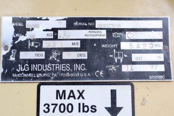 JLG M4069 Hybrid, 14.2m Working Height, 360kg Capacity M4069 Hybrid, 14.2m Working Height, 360kg Capacity 2008 2 Scissor L...