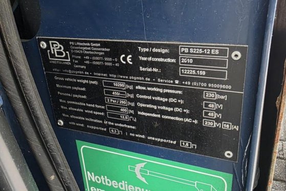 PB Lifttechnik S225-12ES Electric, 22.5m Working Height, 450kg Ca PB Lifttechnik S225-12ES Electric, 22.5m Working Height,...