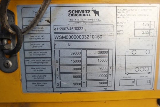Schmitz CARG SCB3ST CoC Documents, TuV Loading Certificate Schmitz Cargobull CARG SCB3ST CoC Documents, TuV Loading Certif...
