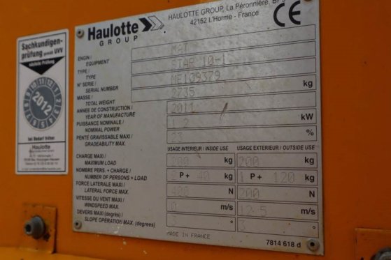 Haulotte STAR 10 Electric, 10m Working Height, 3m Reach, 20 Haulotte STAR 10 Electric, 10m Working Height, 3m Reach, 20 20...